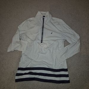 Nautica White and Navy Half-Zip Pullover